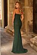 La Femme 33601 Dark Emerald Fitted Mesh and Lace Dress