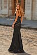 La Femme 33603 Black Spaghetti Strap Lace Dress