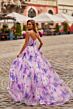 La Femme 33606 Spaghetti Strap Multicolor Floral with Pocket Dress