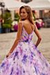 La Femme 33606 Spaghetti Strap Multicolor Floral with Pocket Dress