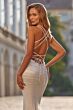 La Femme 33609 Ivory Silver Ruched Metallic Dress