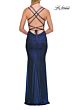 La Femme 33609 Ivory Silver Ruched Metallic Dress