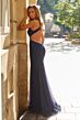 La Femme 33626 Navy Blue Ruched Dress