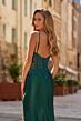 La Femme 33627 Slit Skirt Spaghetti Strap Dark Emerald Dress
