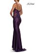 La Femme 33627 Slit Skirt Spaghetti Strap Dark Emerald Dress
