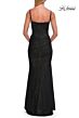 La Femme 33632 Royal Blue Spaghetti Strap Mesh and Lace Dress