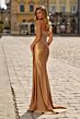 La Femme 33639 Bronze Basque Waist Strapless Dress