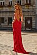 La Femme 33647 Sweep Train Slit Skirt Red Dress