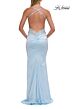 La Femme 33651 Ruched Skirt Cutout Side Navy Blue Dress