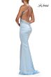 La Femme 33651 Ruched Skirt Cutout Side Navy Blue Dress
