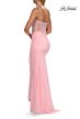La Femme 33661 Light Periwinkle Ruched Skirt High Slit Dress