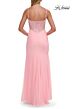 La Femme 33661 Light Periwinkle Ruched Skirt High Slit Dress