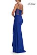 La Femme 33661 Light Periwinkle Ruched Skirt High Slit Dress