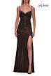 La Femme 33664 Bronze Slit Skirt Metallic Dress