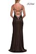 La Femme 33664 Bronze Slit Skirt Metallic Dress