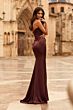 La Femme 33670 Chocolate Brown Fitted Strapless Dress