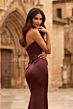 La Femme 33670 Chocolate Brown Fitted Strapless Dress