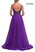 La Femme 33674 Marine Blue Spaghetti Strap Tulle Skirt Dress