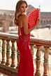 La Femme 33678 Red Spaghetti Strap Lace-Up Dress