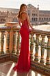 La Femme 33678 Red Spaghetti Strap Lace-Up Dress