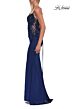 La Femme 33697 Dark Teal Satin Lace-Up Dress