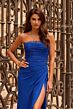 La Femme 33704 Royal Blue Slit Skirt Fitted Dress