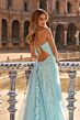 La Femme 33715 Cloud Blue Tulle Skirt Lace-Up Dress