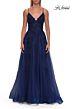 La Femme 33715 Cloud Blue Tulle Skirt Lace-Up Dress