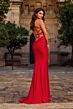 La Femme 33723 Red Spaghetti Strap Faux Wrap Dress