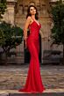 La Femme 33723 Red Spaghetti Strap Faux Wrap Dress