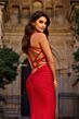 La Femme 33723 Red Spaghetti Strap Faux Wrap Dress