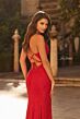La Femme 33733 Red Draped Neckline Spaghetti Strap Dress