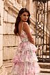 La Femme 33740 Tiered Ruffle Skirt Multicolor Floral Dress