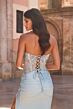 La Femme 33761 Ice Blue Lace-Up Fitted Dress