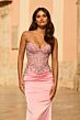 La Femme 33765 Baby Pink Sweetheart Neckline Lace-Up Dress
