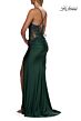La Femme 33769 Dark Emerald High Slit Lace-Up Dress