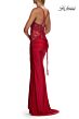 La Femme 33769 Dark Emerald High Slit Lace-Up Dress
