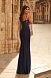 La Femme 33774 Marine Blue Spaghetti Strap Scoop Neckline Dress