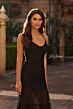 La Femme 33782 Black Scoop Neckline Ruched Dress