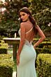 La Femme 33783 Light Mint Basque Waist High Slit Dress