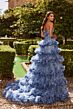 La Femme 33855 Multicolor Floral Tiered Ruffle Skirt Strapless Dress
