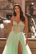 La Femme 33860 Light Mint High Slit with Pocket Dress
