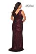 La Femme 28770 Surplice Plunging V-Neckline V-Back Plus Size Dress