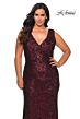 La Femme 28770 Surplice Plunging V-Neckline V-Back Plus Size Dress