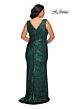 La Femme 28770 Surplice Plunging V-Neckline V-Back Plus Size Dress