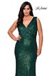 La Femme 28770 Surplice Plunging V-Neckline V-Back Plus Size Dress
