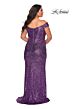 La Femme 28795 Sequin Off The Shoulder V-Neck Plus Size Dress