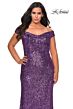 La Femme 28795 Sequin Off The Shoulder V-Neck Plus Size Dress