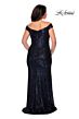 La Femme 28795 Sequin Off The Shoulder V-Neck Plus Size Dress