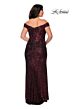 La Femme 28795 Sequin Off The Shoulder V-Neck Plus Size Dress